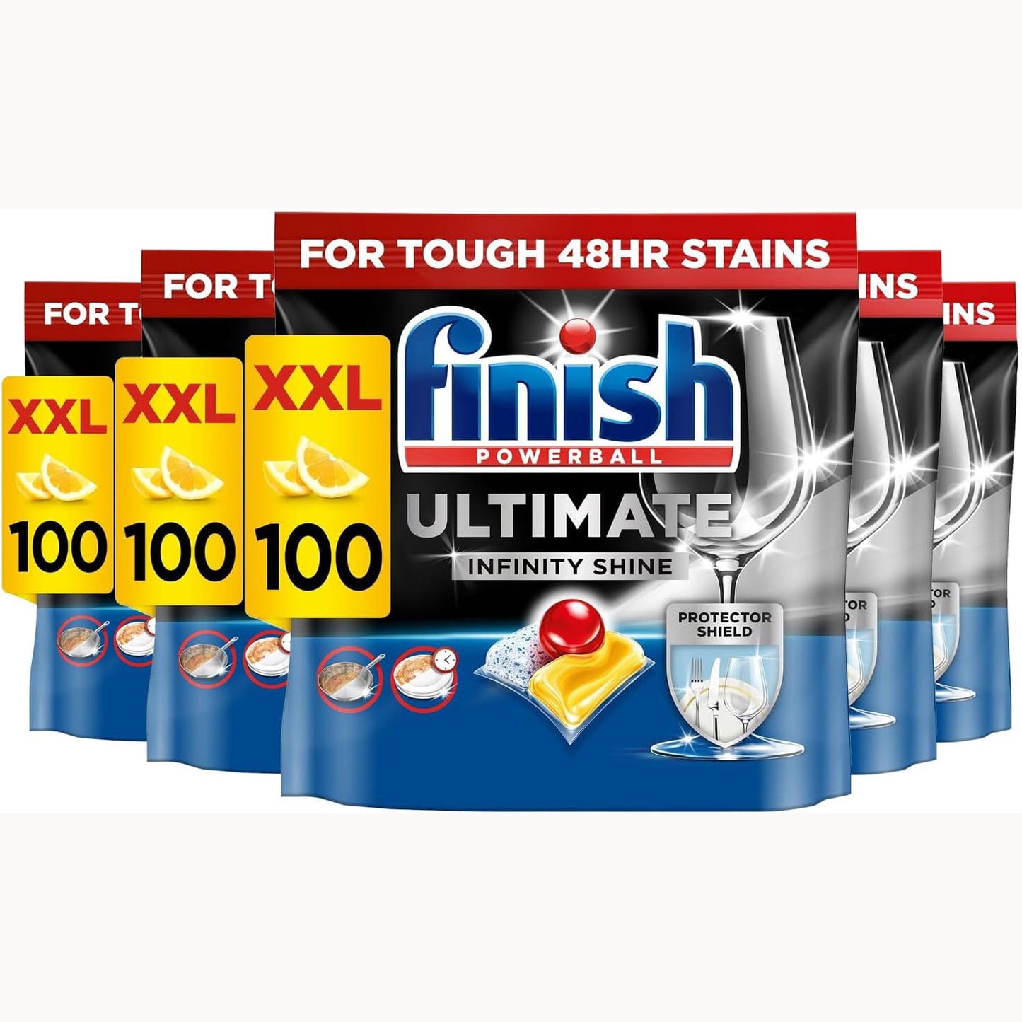 Sale: 5 Packs of Lemon-Scented Dishwasher Tablets - 100 Tablets